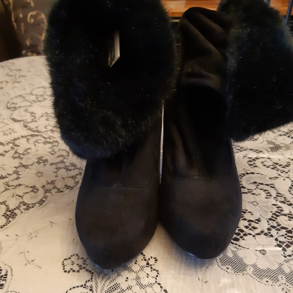 Chinese Laundry Tik Tok Black Faux Fur Trim Size 7 - Picture 2 of 7